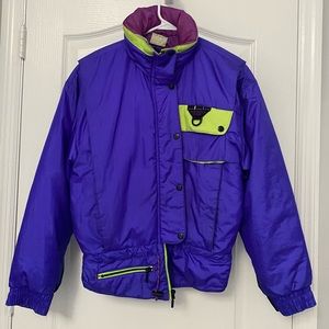 Vintage Ski/Snowboard Jacket (Purple/Neon Green) Size Small